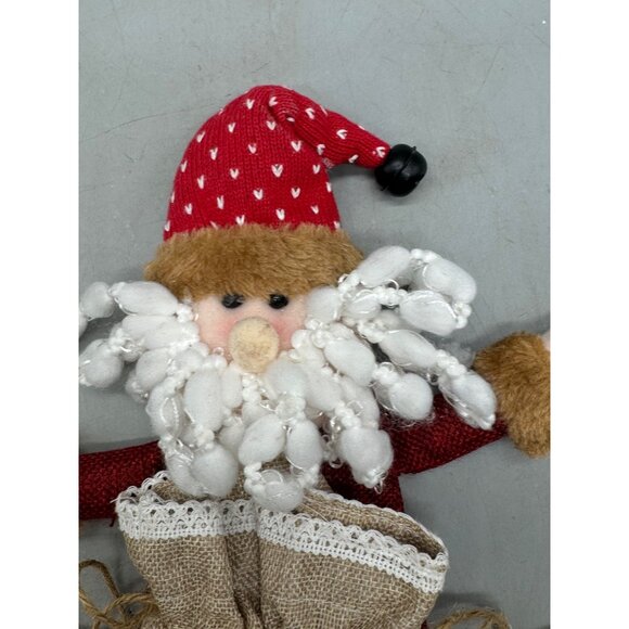 Christmas Santa Claus Plush Decor With Burlap gift Bag & Heart Pattern bell READ - Picture 4 of 7